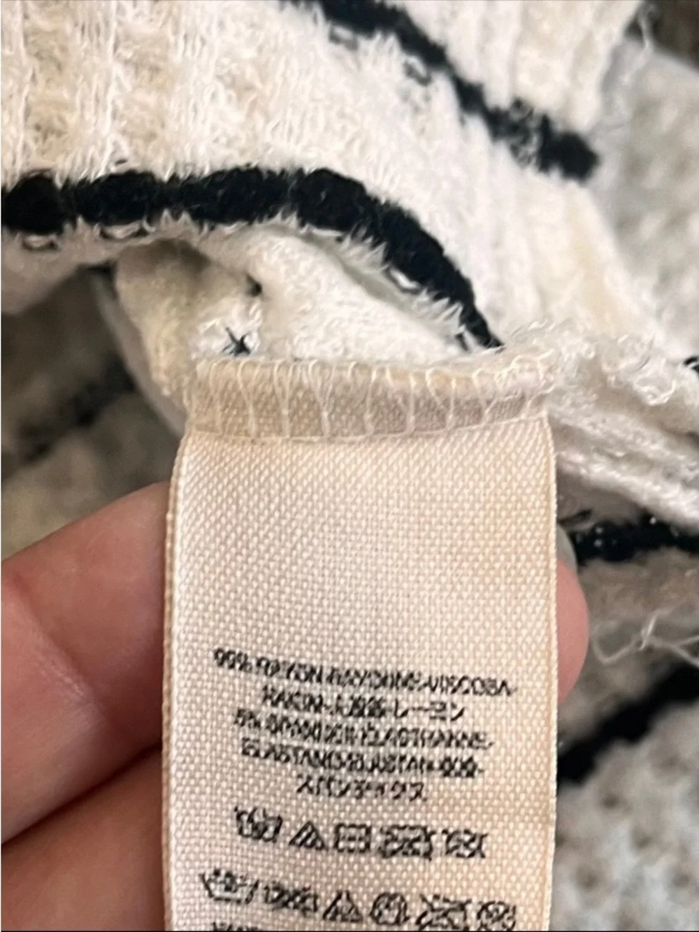 Free People Sunset Park Thermal Top Striped V-Neck Oversized Tunic White Black M